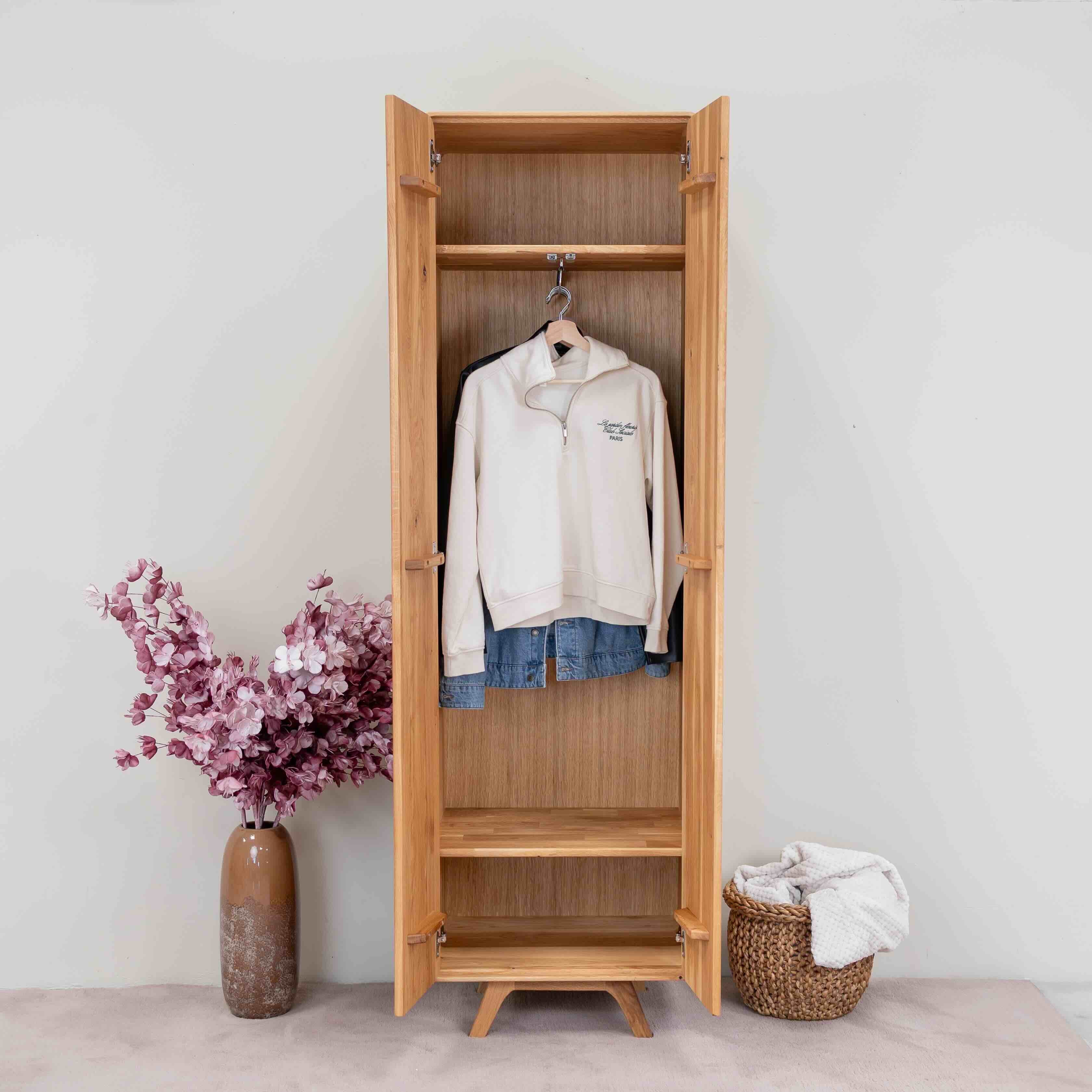 Armoire dressing 2 portes en bois massif de chêne